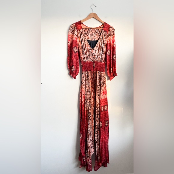 Free People Mexicali Rose Maxi Dress Indie Boho Cottage Festival Cowgirl Western - Picture 9 of 12